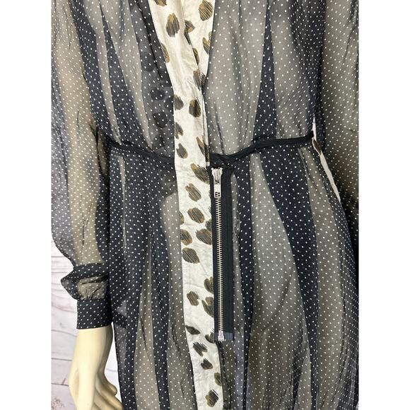 Schumacher polka dot long sleeved sheer sexy zippered dress size XS - Picture 6 of 12
